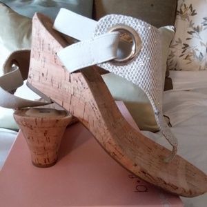 White Mountain Sparkly Cork Wedge Sandals
